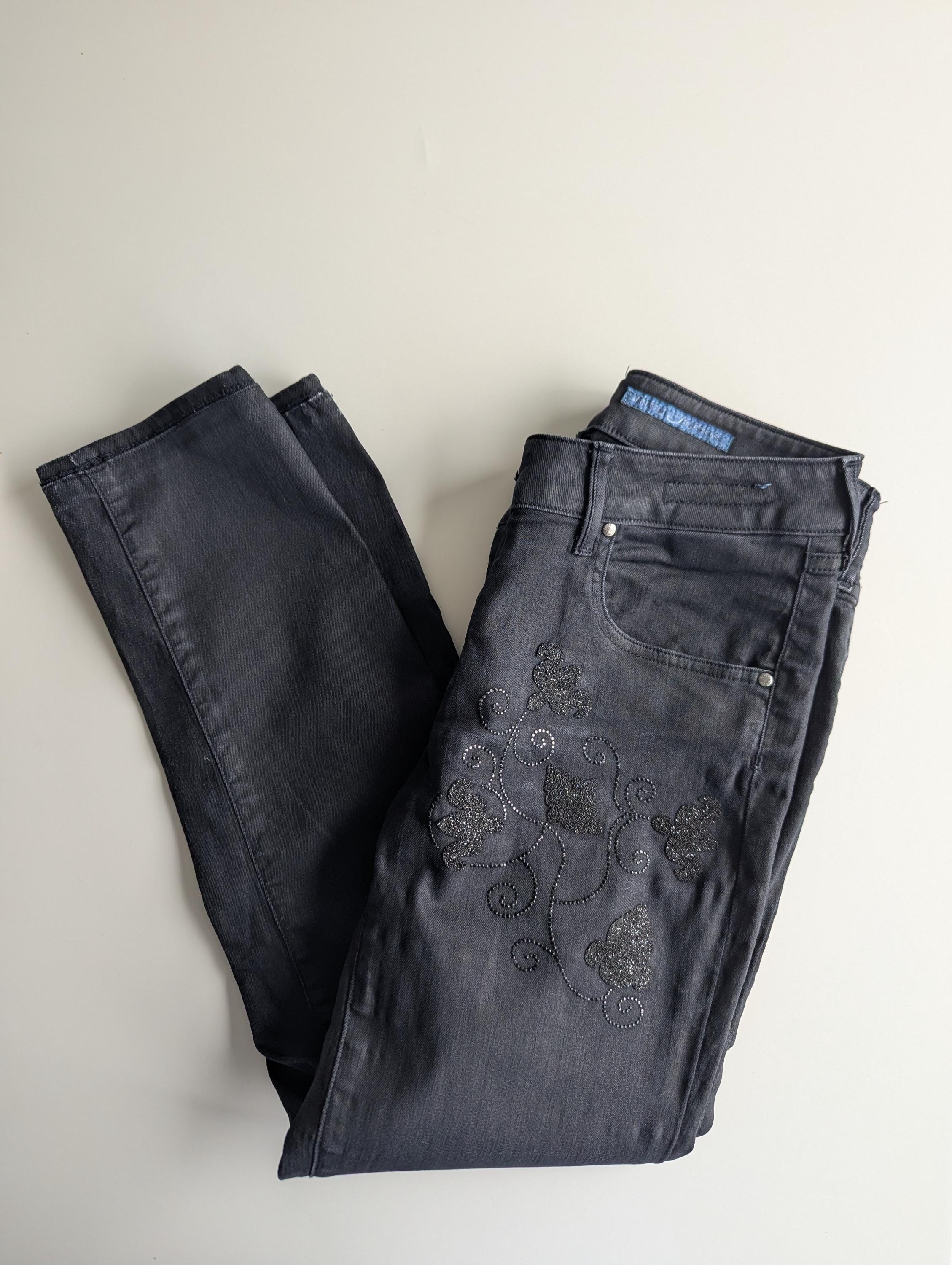 Jeans Jacob Cohen J610, 5 Poches, Motif Carreaux Marron/noir, Taille 35-37, Fait Main En Italie - Neuf Avec étiquettes
