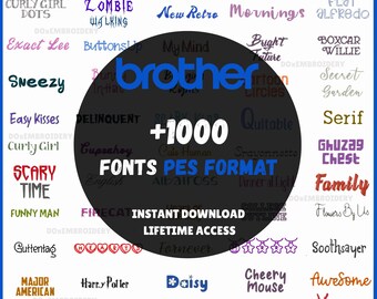 Machine Embroidery Fonts for Brother & Babylock – PES Format (Instant Download) Collection of 1000, 1 inch 2 inch 3 inch.