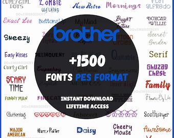 Machine Embroidery Fonts for Brother & Babylock –PES Format – Instant Download – Collection of 1500, 1 inch 2 inch 3 inch.