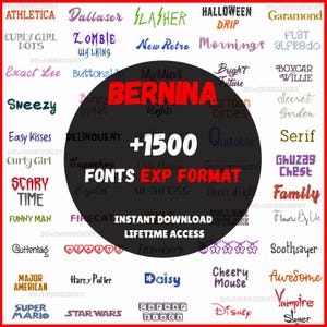 Machine Embroidery Fonts for Bernina – EXP Format – Instant Download – Collection of 1500, 1 inch 2 inch  3 inch.