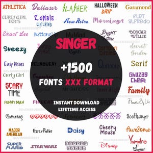 Fuentes de bordado a máquina para Singer – Formato XXX – Descarga instantánea – Colección de 1500, 1 pulgada, 2 pulgadas, 3 pulgadas.