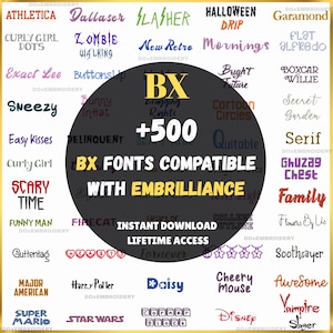 500+ Machine Embroidery Fonts Designs up to 1500 – BX Format For Embrilliance – Instant Download – 1 inch 2 inch  3 inch.