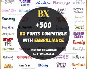 500+ Machine Embroidery Fonts Designs up to 1500 – BX Format For Embrilliance – Instant Download – 1 inch 2 inch  3 inch.