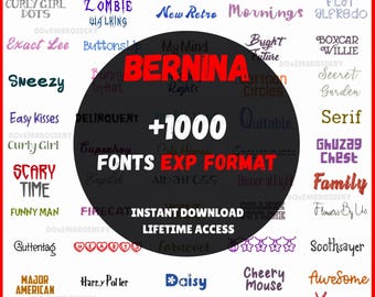Maschinenstickschrift-Fonts für Bernina - EXP Format - Instant Download - Sammlung von 1000, 1 Zoll 2 Zoll 3 Zoll.
