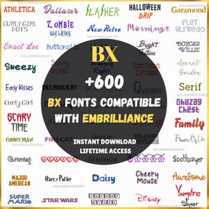 600+ Machine Embroidery Fonts Designs up to 1800 – BX Format For Embrilliance – Instant Download – 1 inch 2 inch  3 inch.