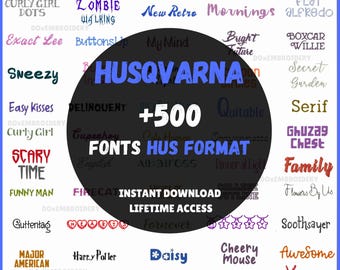 Machine Embroidery Fonts for Husqvarna & Viking – HUS Format – Instant Download – Collection of 500, 1 inch 2 inch 3 inch.