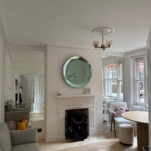 Contemporary concave turquoise mirror concave glass