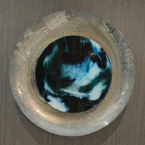 Silver curved design painted glass wall painting