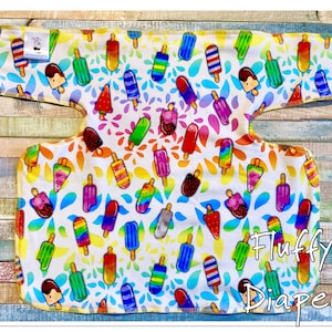 Preflat - OS Rainbow Popsicle Stretchy Preflat Cloth Diaper Ready To Ship