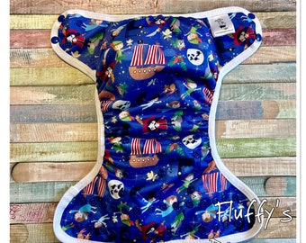 Pirates Cloth Diaper Cover With Hook & Loop or Snaps You Pick Size XS/Newborn, Small, Medium, Large, or One Size