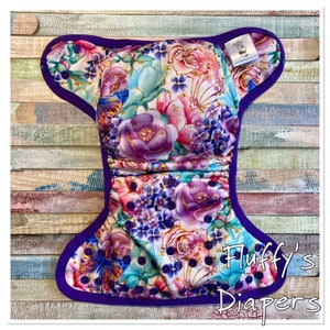 Spring Floral PUL Cloth Diaper Cover With Hook & Loop Or Snaps Pick Size XS/Newborn, Small, Medium, Large, or One Size