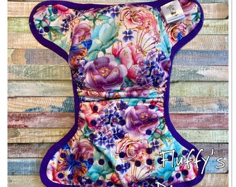 Spring Floral PUL Cloth Diaper Cover With Hook & Loop Or Snaps Pick Size XS/Newborn, Small, Medium, Large, or One Size