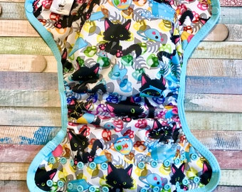 Frazzled Kitty PUL Cloth Diaper Cover With Hook & Loop Or Snaps You Pick Size XS/Newborn, Small, Medium, Large, or One Size