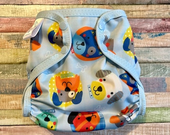 Puppies Cloth Diaper Cover With Hook & Loop or Snaps You Pick Size XS/Newborn, Small, Medium, Large, or One Size