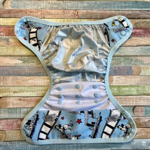 Steamboat Cloth Diaper Cover With Hook & Loop or Snaps You Pick Size XS/Newborn, Small, Medium, Large, or One Size image 4