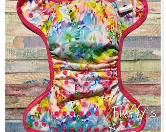 Shattered Rainbow PUL Cloth Diaper Cover With Hook & Loop Or Snaps Pick Size XS/Newborn, Small, Medium, Large, or One Size