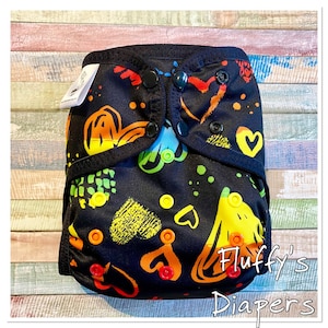 Chalkboard Hearts Cloth Diaper Cover With Hook & Loop Or Snaps Pick Size XS/Newborn, Small, Medium, Large, or One Size
