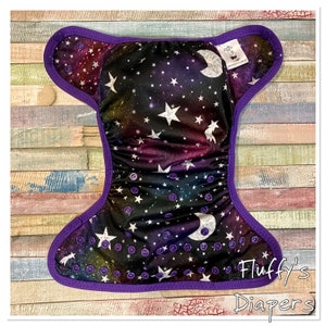 Stardust PUL Cloth Diaper Cover With Aplix Hook & Loop Or Snaps You Pick Size XS/Newborn, Small, Medium, Large, or One Size