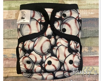 Baseball PUL Cloth Diaper Cover With Hook & Loop Or Snaps Pick Size XS/Newborn, Small, Medium, Large, or One Size