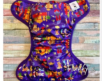 Magic Carpet Cloth Diaper Cover With Hook & Loop or Snaps You Pick Size XS/Newborn, Small, Medium, Large, or One Size