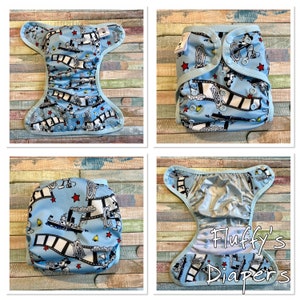 Steamboat Cloth Diaper Cover With Hook & Loop or Snaps You Pick Size XS/Newborn, Small, Medium, Large, or One Size image 5