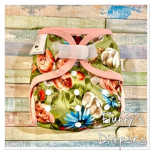 Retro Floral PUL Cloth Diaper Cover With Hook & Loop Or Snaps Pick Size XS/Newborn, Small, Medium, Large, or One Size