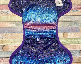 Purple and Blue Glitter Cloth Diaper Cover With Hook & Loop Or Snaps Pick Size XS/Newborn, Small, Medium, Large, or One Size