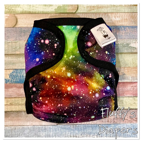 Cosmic Galaxy PUL Cloth Diaper Cover With Aplix Hook & Loop Or Snaps You Pick Size XS/Newborn, Small, Medium, Large, or One Size