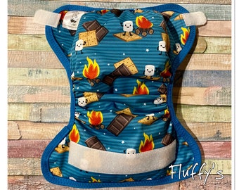S’mores Print PUL Cloth Diaper Cover: Hook & Loop or Snaps