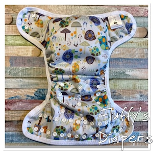 XS Newborn Snails PUL cloth diaper cover with snaps or hook and loop.
