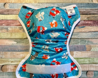 Foxes Cloth Diaper Cover With Hook & Loop or Snaps You Pick Size XS/Newborn, Small, Medium, Large, or One Size