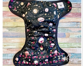 Interstellar PUL cloth diaper cover with snaps or hook and loop. XS/Newborn or Small