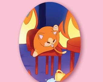 This is fine cat - Animal Stickers
