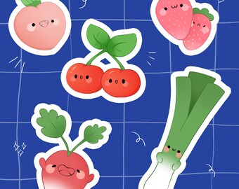 Pastry, Vegetable & Fruit, and Snack Sticker Pack - Kameko's Grocery Kitchen Collection