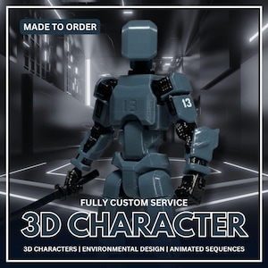 Custom 3D Robot Character Modeling Service, STL OBJ FBX 3D Print Ready File, Game Asset, Sci Fi Cyborg Sculpt & Render