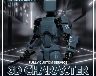 Custom 3D Robot Character Modeling Service, STL OBJ FBX 3D Print Ready File, Game Asset, Sci Fi Cyborg Sculpt & Render