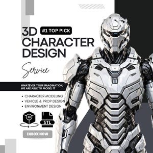 Custom 3D Character Design, Vtuber Modeling, Game Assets, STL File, 3D Rendering, CAD, OBJ, 3MF, 3D Modeling Service, Face Sculpting