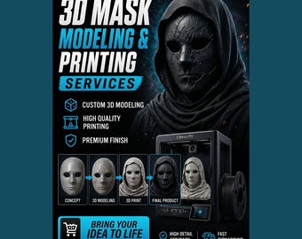 Custom 3D Mask Modeling & Printing Services – High-Quality 3D Printing, Premium Finish, Concept to Final Product, Fast Turnaround