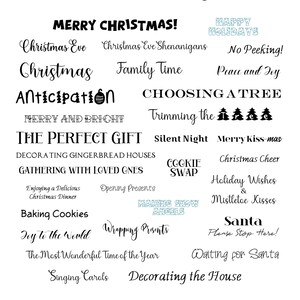 Éphémères de Noël. Phrases de Noël pour journal, scrapbooking ou fabrication de cartes. Environ 31 articles imprimés sur 12 X 12 et prédécoupés.