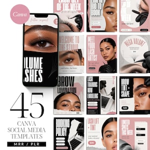 Lash Extensions Canva Social Media Templates for Eyebrow  Lash Tech  | MRR PLR Content Creator Instagram Posts | Editable IG Beauty Brand