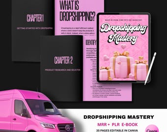 Dropshipping Mastery Ebook | Editable Pink Canva Book | Passive Income Boss Babe Success Lead Magnet | DFY MRR + PLR Instant Download