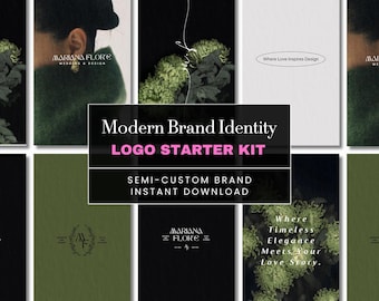 Plantillas de diseño de logotipos de identidad de marca modernos y lujosos para empresas de mujeres / logotipos profesionales / kit de inicio de marca editable con plantillas Canva