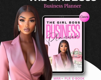 The Girl Boss Business Planner Ebook | Editable Pink Canva Book | Passive Income Success Lead Magnet | DFY MRR + PLR Instant Download