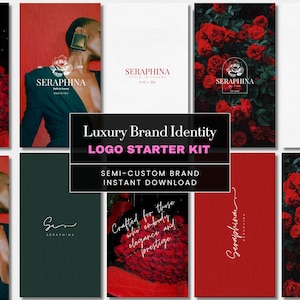 Luxury Brand Identity Logo Starter Kit |  Feminine Branding  Design Templates for Small Women Businesses  Luxe Editable Canva Template Logos