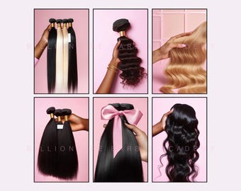 30 Luxury Pink Hair Bundle Stock Photos | Premium Hair in Hand Images for Wig & Extension Brands | Salon Marketing, Social Media, Branding