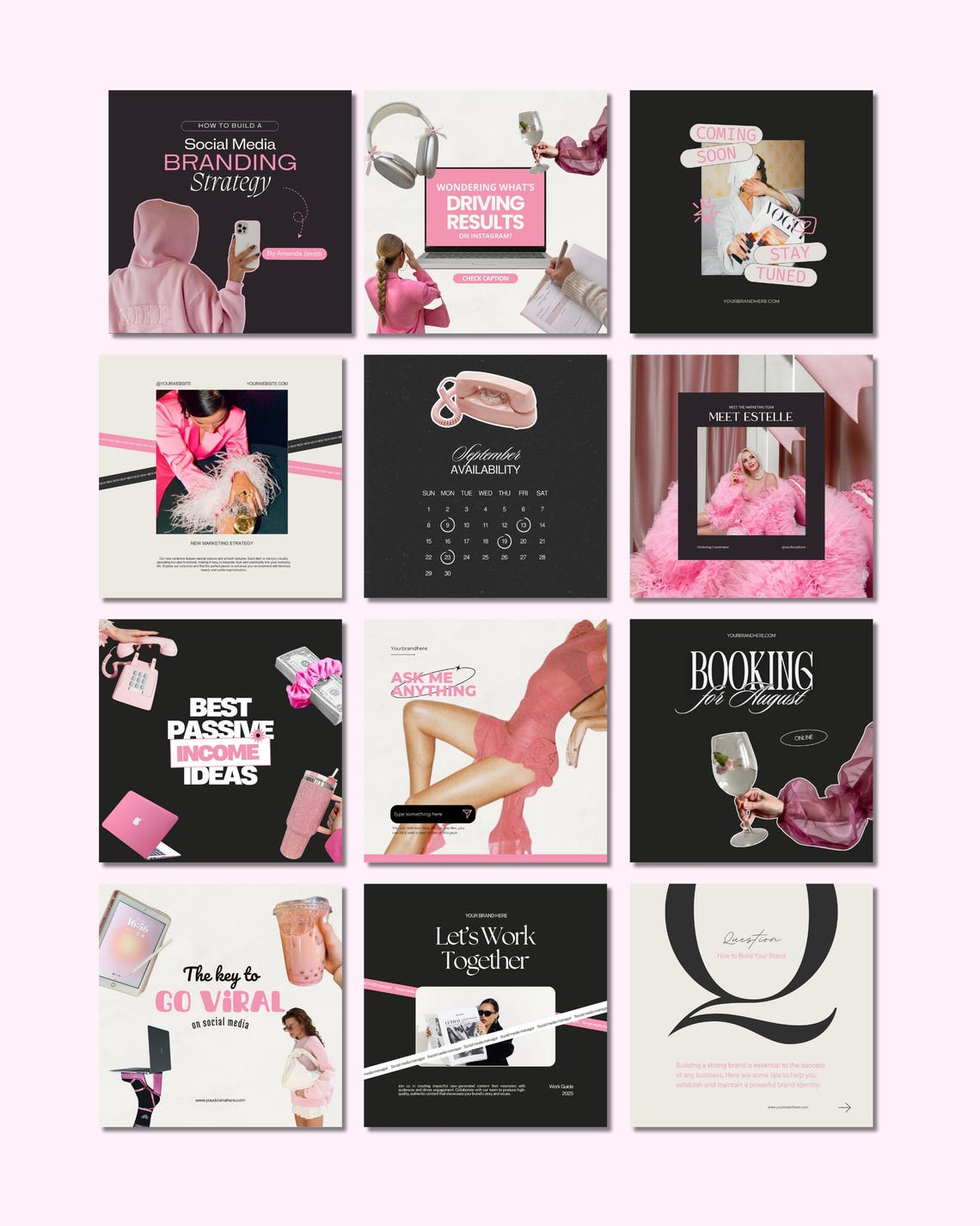 Pink Canva Social Media Templates for Female Entrepreneurs | Coaches ...
