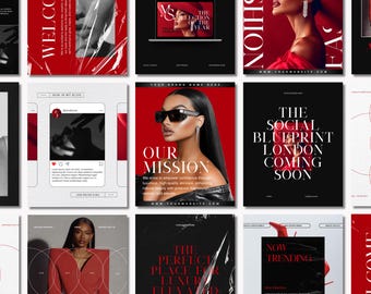 Luxury Social Media Template Bundle Canva Design | Customizable Fashion Branding, Boss Babe Instagram Templates, Modern Business Graphics