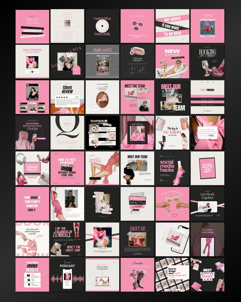 Pink Canva Social Media Templates for Female Entrepreneurs | Coaches ...