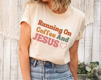 Running On Coffee And Jesus T-shirt: retro Faith-T-shirt