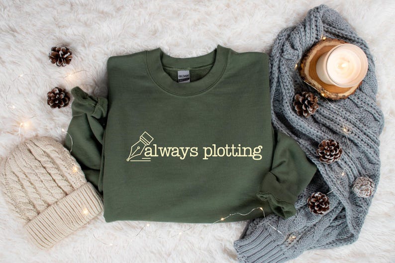 Always Plotting Sweatshirt, Funny Story Writing Sweatshirt, Writer Shirt, Cozy Gift for Writer Author Novelist Screenwriter, Writer Sweatshirt, Author Hoodie, Novelist Shirt, Novel Writer, Bookworm Shirt, Author Gifts, Journalist Gift